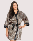 Leopard Satin Robe Curvy Fit