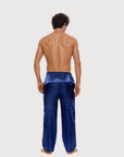 Back view of the Luné d’Or Men’s Satin Lounge Pant in navy.