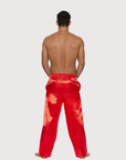 Back view of the Luné d’Or Men’s Satin Lounge Pant in red.