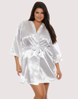 Satin Kimono Robe Curvy Fit in White