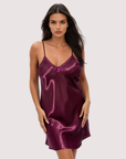 Midnight Satin Slip Dress in Burgundy