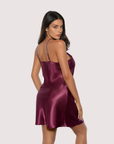 Midnight Satin Slip Dress in Burgundy