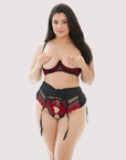 L'Interdit Curvy Fit Open Bra & Garter Set