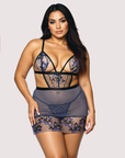 Midnight Bloom Cutout Chemise Curvy Fit in Blue