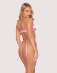 Sparkle Fur Trim Bra Set in Pink