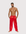 Man wearing the Luné d’Or Men’s Satin Lounge Pant in red, front view showing the elastic waistband and wide straight leg.