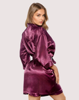 Satin Kimono Robe in Burgundy