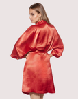 Satin Kimono Robe in Red
