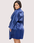 Satin Kimono Robe Curvy Fit in Navy