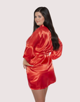 Satin Kimono Robe Curvy Fit in Red