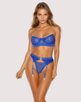 Sienna Chain Lace Bra Set in Blue