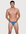 Man wearing the Luné d’Or Ligne Men’s Jockstrap in blue, front view showing the contoured pouch and wide waistband.