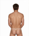 Back view of the Luné d’Or Fil Men’s G-String in gray, showing the thin string back.