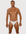 Man wearing the Luné d’Or Forme Men’s Thong in gray, front view showing the contoured pouch and slim waistband.