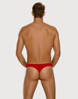 Back view of the Luné d’Or Forme Men’s Thong in red, showing the narrow thong back.