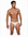 Man wearing the Luné d’Or Ligne Men’s Jockstrap in gray, front view showing the contoured pouch and wide waistband.
