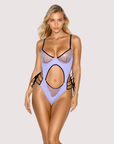 Embroidered Lace Cut-Out Teddy in Lilac