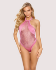Sparkle Halter Neck Bodysuit in Pink