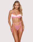 Sparkle Fur Trim Bra Set in Pink