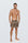 Man wearing the Luné d’Or Men’s Satin Lounge Short in leopard print, front view showing the elastic waistband and relaxed leg.